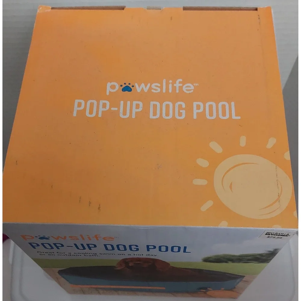 NEW in Box Pawslife Pop-Up Blue DOG POOL For dogs up to 40 lbs Built in valve